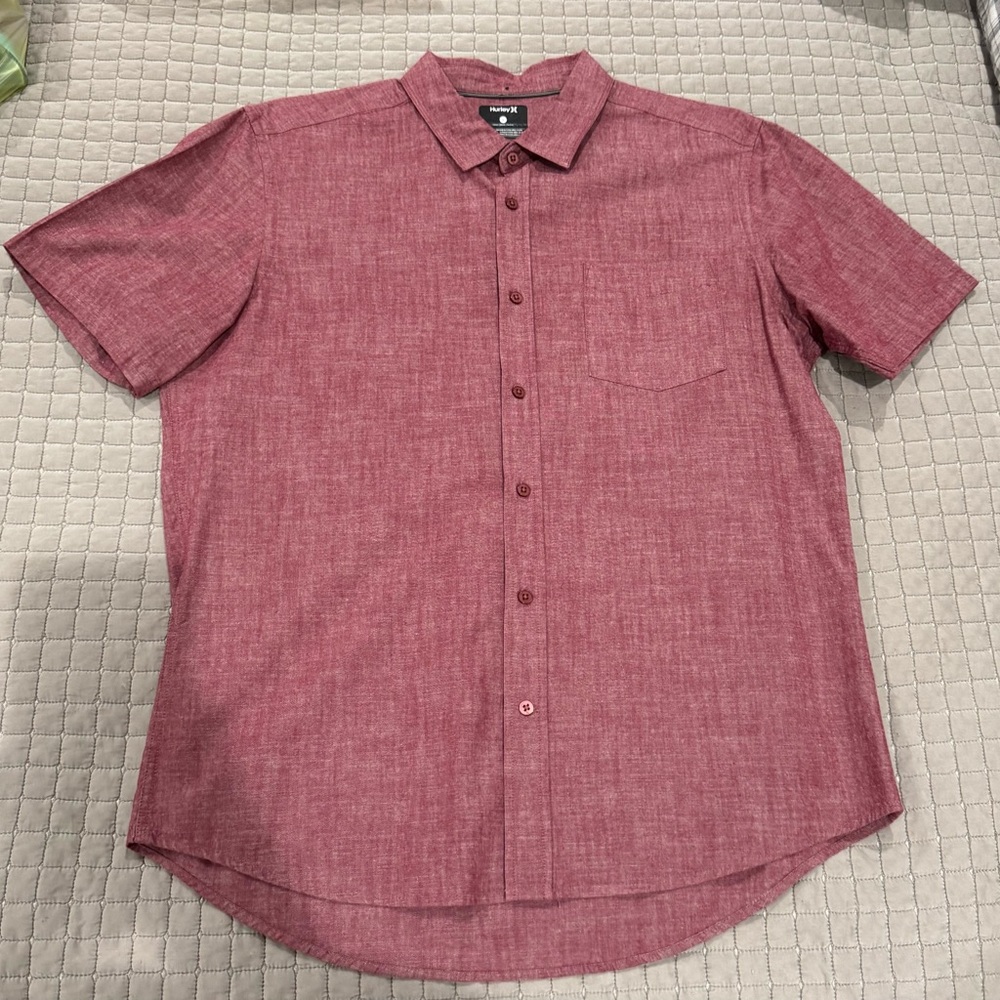 Hurley Men's One and Only Red Button Down Shirt